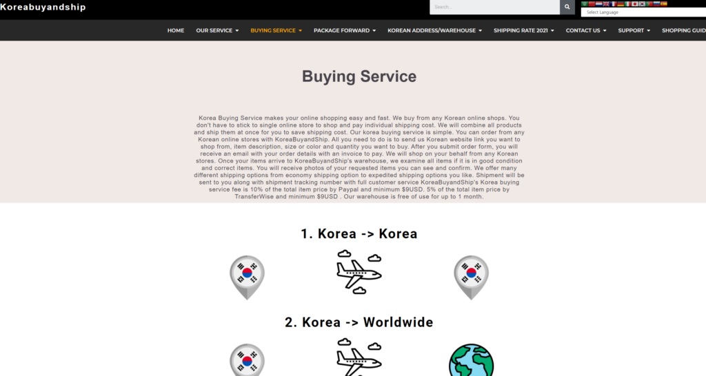 korea shopping service